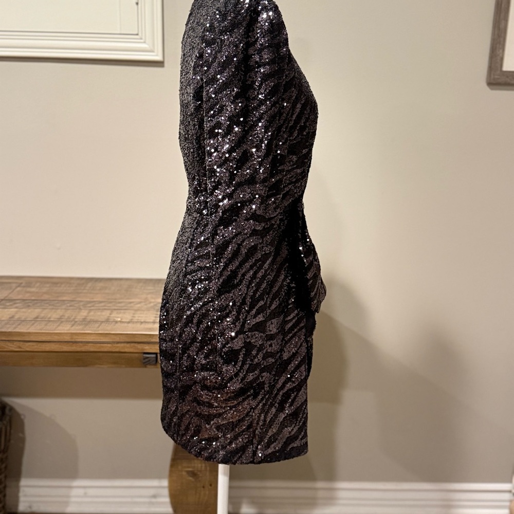 NWOT Parker Black Sequin Long Sleeve Dress - Picture 4 of 7